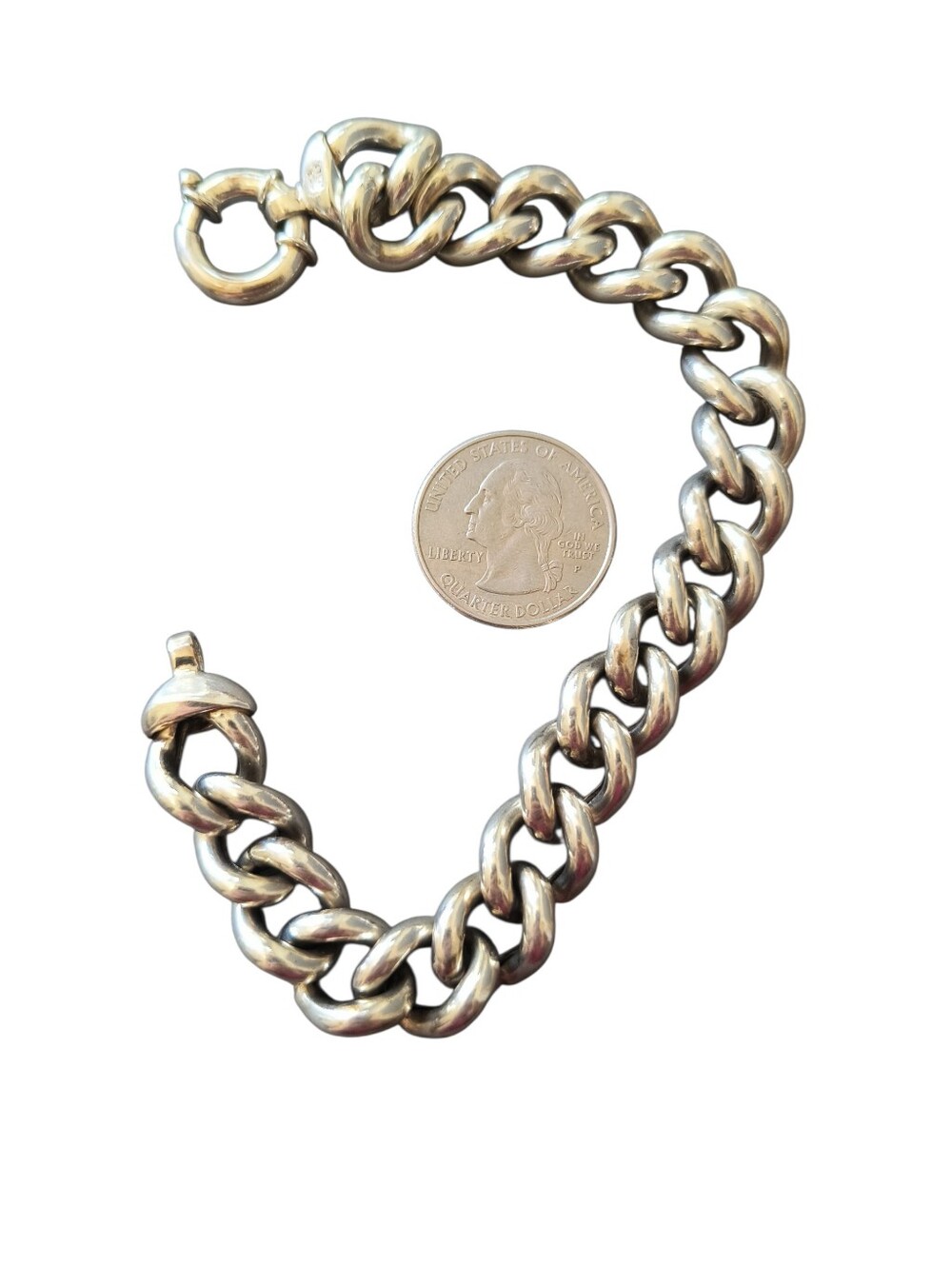 Italian Very Heavy Sterling Silver Curb Link Chain Bracelet Unisex - Picture 5 of 9
